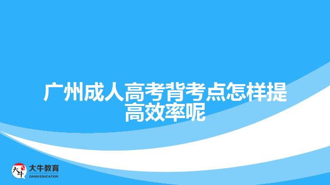 广州成人高考背考点怎样提高效率呢