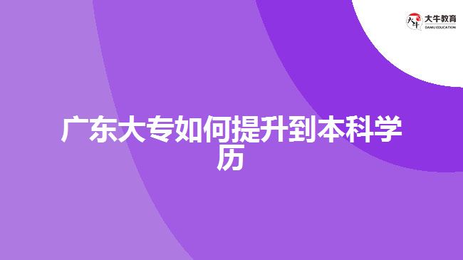 广东大专如何提升到本科学历