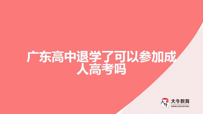 广东高中退学了可以参加成人高考吗